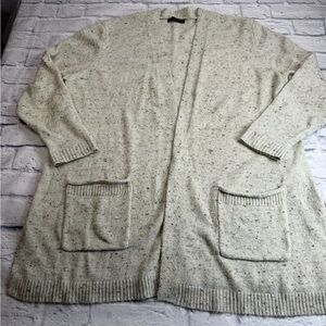 Stitch Fix Love Ellie Cream Speckled Open Cardigan. Layering. Minimalism.Size 2X